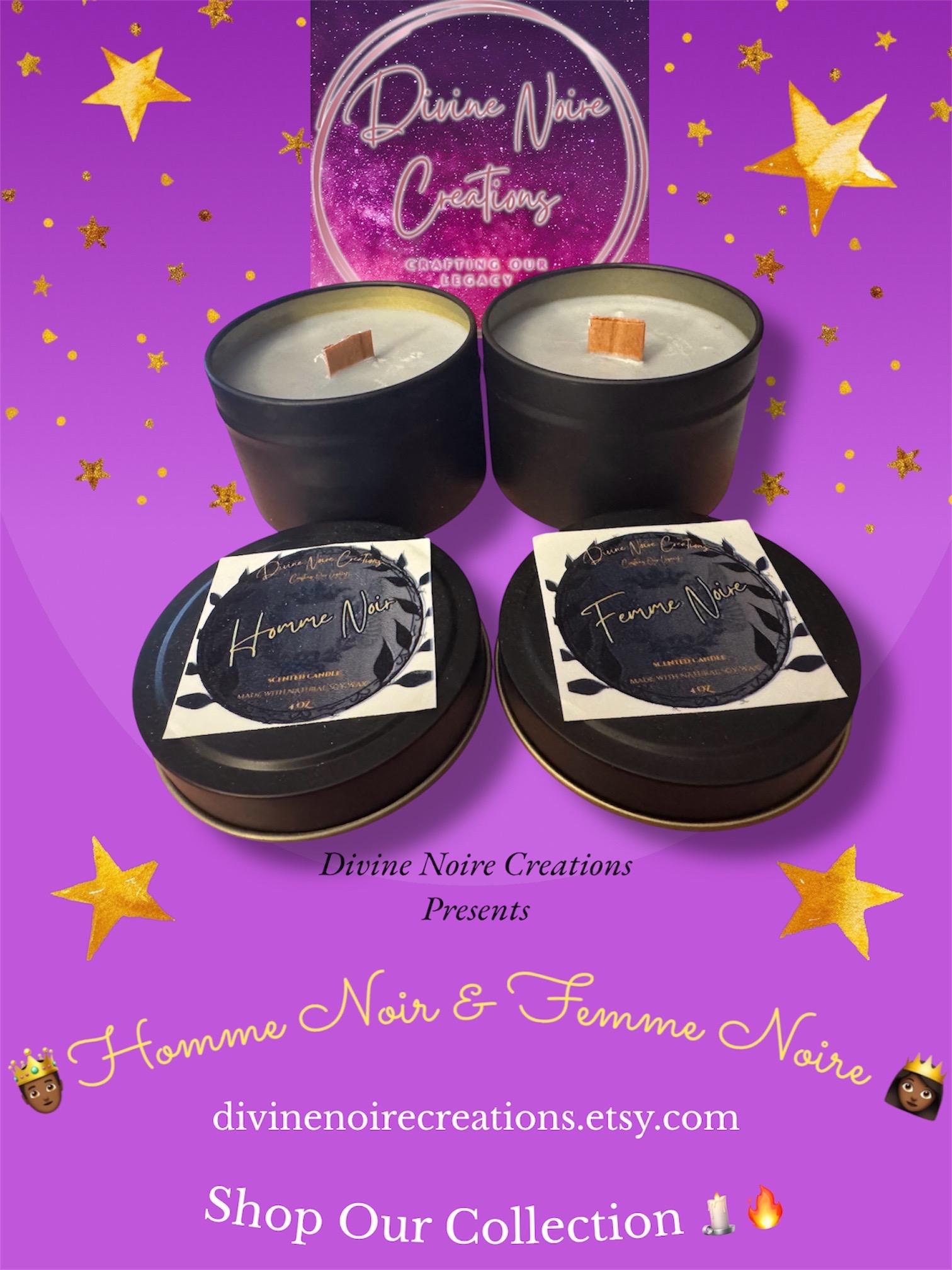 Homme Noir & Femme Noire Twin Flame Candles (2) 4 OZ