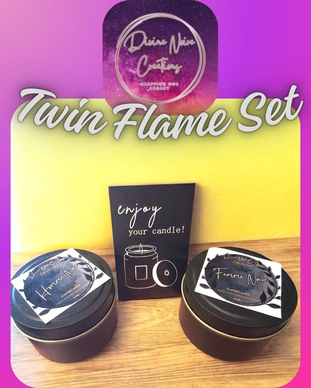 Homme Noir & Femme Noire Twin Flame Candles (2) 4 OZ